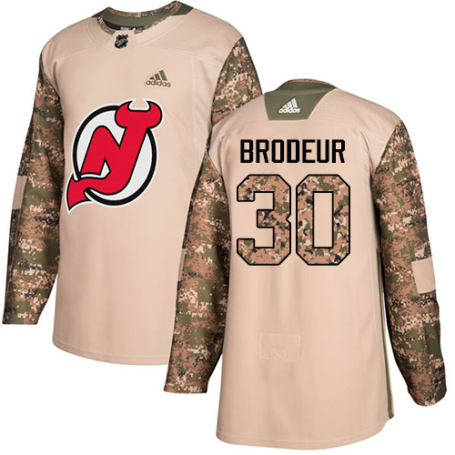 Adidas Devils #30 Martin Brodeur Camo Authentic Veterans Day Stitched Youth NHL Jersey